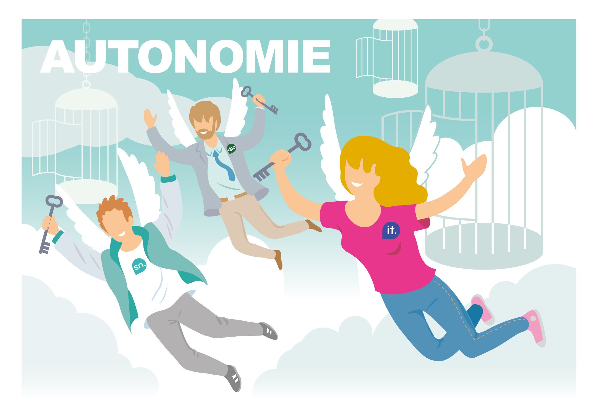 Collaborateurs EXTERN illustrant l'autonomie — s'envoler avec confiance