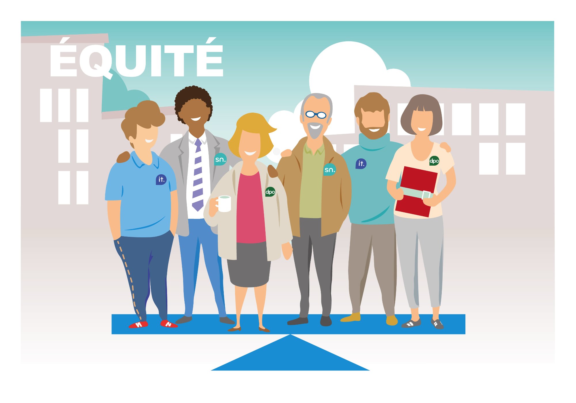 Équipe EXTERN illustrant l'équité — diversité et équilibre